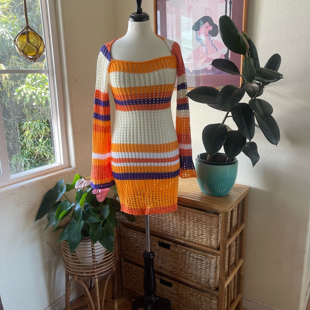 Vibrant Crochet Knit Beach Coverup